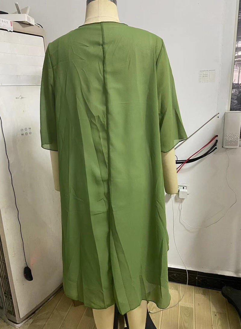 general Women's Floral Print Round-neck Two-piece Set - casual Sleeveless Flowing Dress Paired With Cardigan Jacket - Image 3