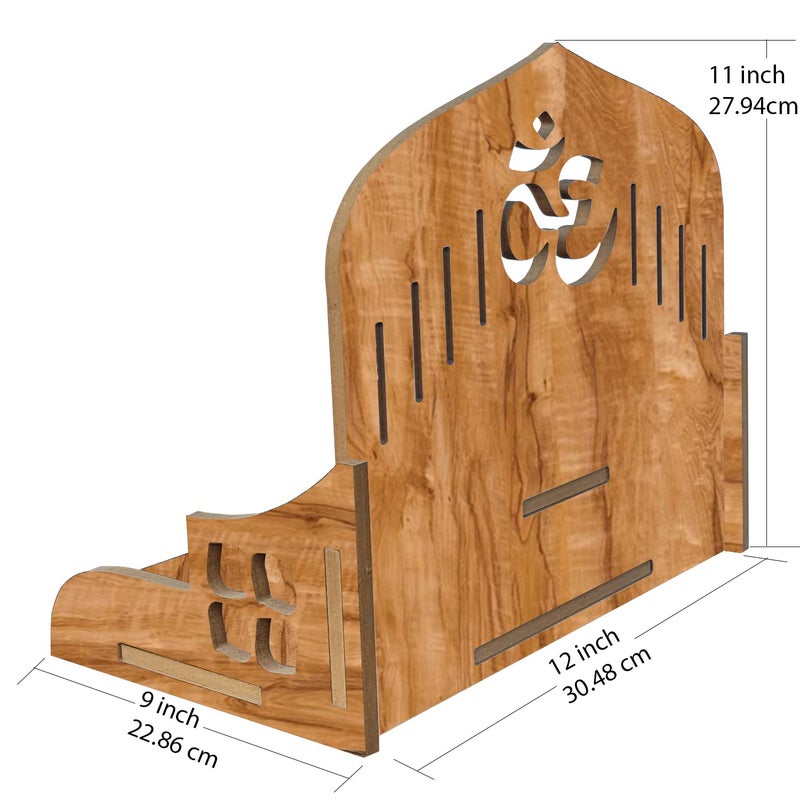 LINGAZ Wall Mounted Wooden Home Pooja Temple Mandir Puja Room Items Stand Office Decor - Image 5