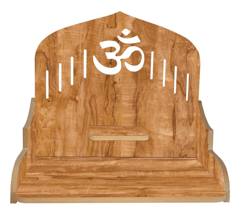LINGAZ Wall Mounted Wooden Home Pooja Temple Mandir Puja Room Items Stand Office Decor - Image 3