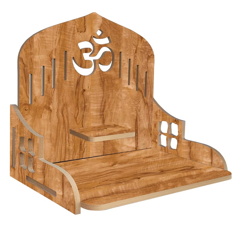 LINGAZ Wall Mounted Wooden Home Pooja Temple Mandir Puja Room Items Stand Office Decor - Image 4