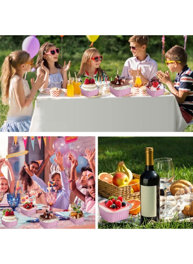 سوفام 50 قطعة صغيرة كؤوس الخبز مع الأكياش، 5 أوزات من الألمونيوم فويل كعك صغير مع الأكياش، كعكة راميكنز القابلة للتخلص منها، 150 مل كؤوس الحلوى من أجل كعكة الزفاف عيد الميلاد الطرف، PINK - Image 4