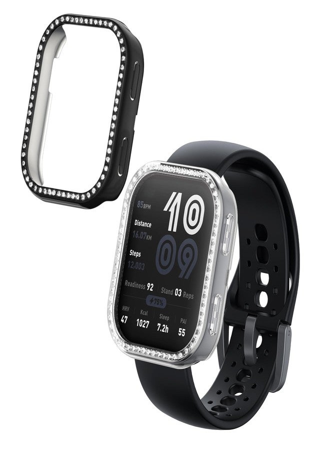 كي دابليو موبايل واقي إطار لامع من kwmobile متوافق مع ساعة Amazfit Bip 6 (مجموعة من قطعتين) - شفاف/أسود - Image 1