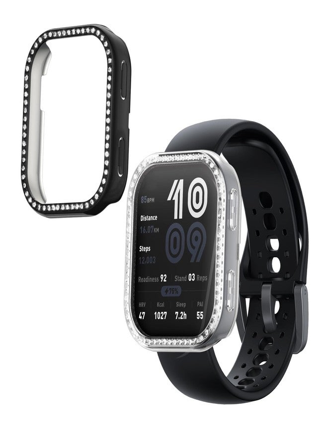كي دابليو موبايل واقي إطار لامع من kwmobile متوافق مع ساعة Amazfit Bip 6 (مجموعة من قطعتين) - شفاف/أسود - Image 5