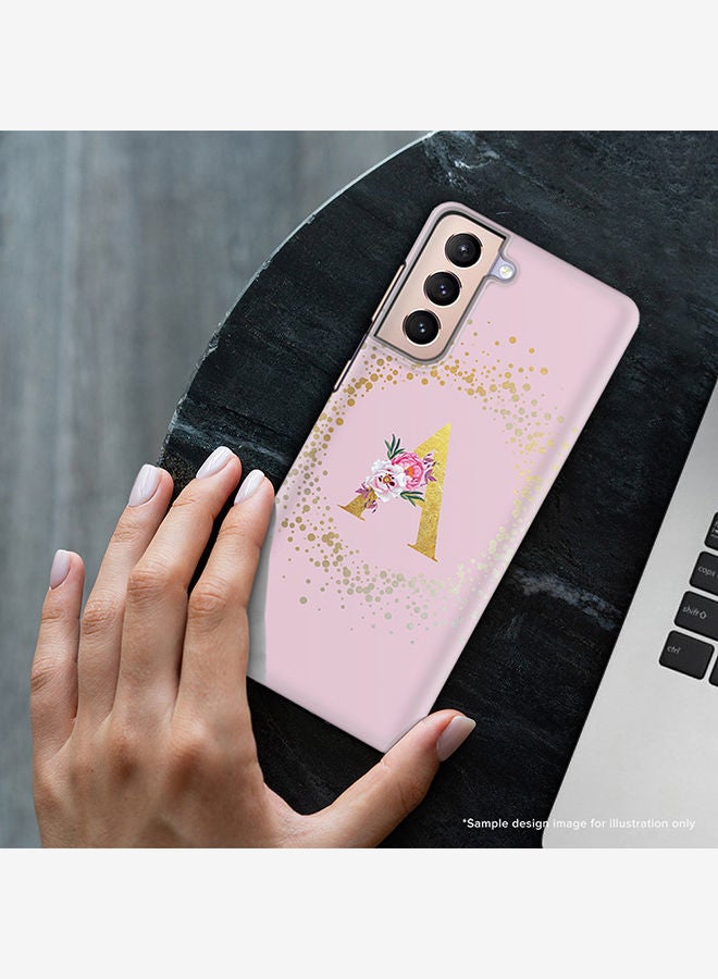 Stylizedd Monogram Slim Cover for Samsung Galaxy S21 Plus 5G Case Custom Initials Letter Floral Pattern Snap Series Mobile Cover Matte Alphabet  - T (Pink) - Image 2