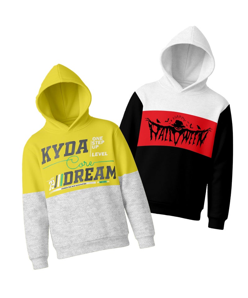 KYDA KIDS® 100% Cotton Hooded Sweatshirt for Boys and Girls - Pullover Sweatshirt Hoodies - Full Sleeve Casual Winter Hoodies for Children & Kids - Regular Fit(Pack of 2) - Image 1