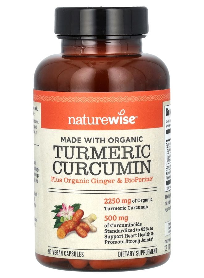 NatureWise Organic Turmeric Curcumin 90 Vegan Capsules