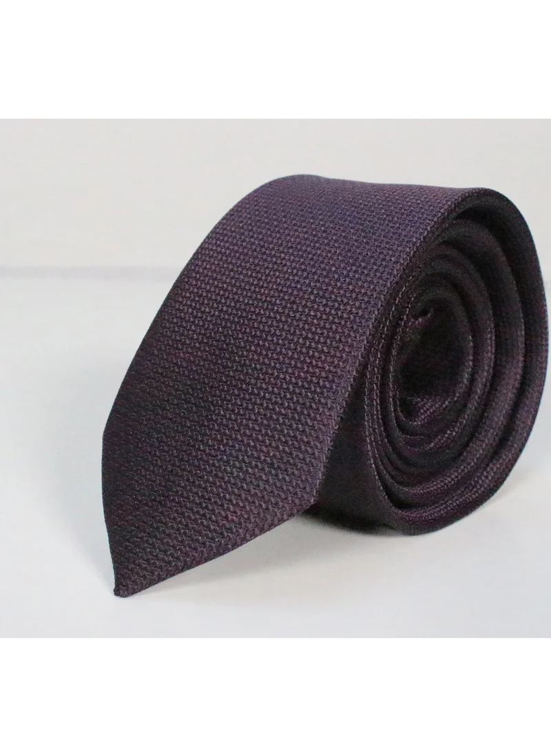 Varetta Narrow Cut Eyelet Pattern Plum Tie