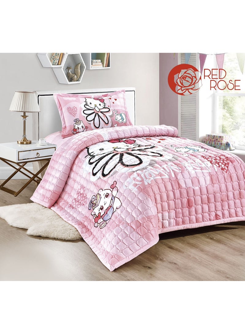 ريد روز مفرش شتوي مضغوط من المخمل للأطفال - ناعم ومريح وأنيق، مثالي لغرفة طفلك - Image 1