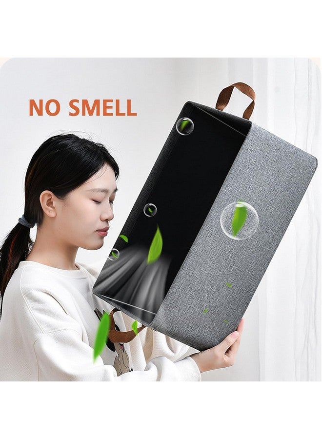 Home-Cloud سلة قماش قابلة للطي للتخزين مع إطار معدني ومقابض، منظم ملابس للخزانة، حلول تخزين الملابس، ألعاب، رفوف (رمادي، عبوة من 1) ، 28 x 48 x 20 سم - Image 4