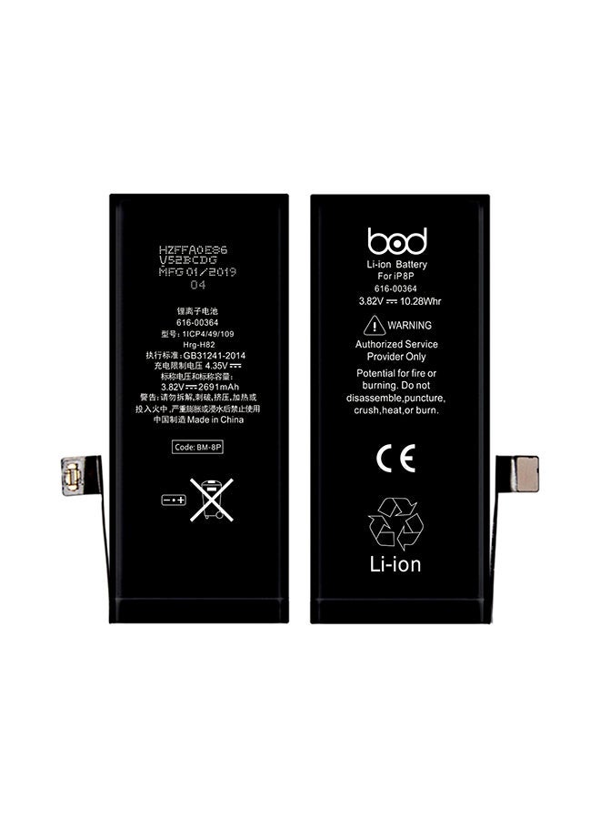 BOD 2691mAh Replacement Battery Compatible with iPhone 8 Plus – High-Performance Lithium Battery for Extended Usage  Reliable Power – Safe, Durable, and Easy to Install – Black – Ideal for Restoring Battery Life and Reducing Frequent Charging Issues - Image 1