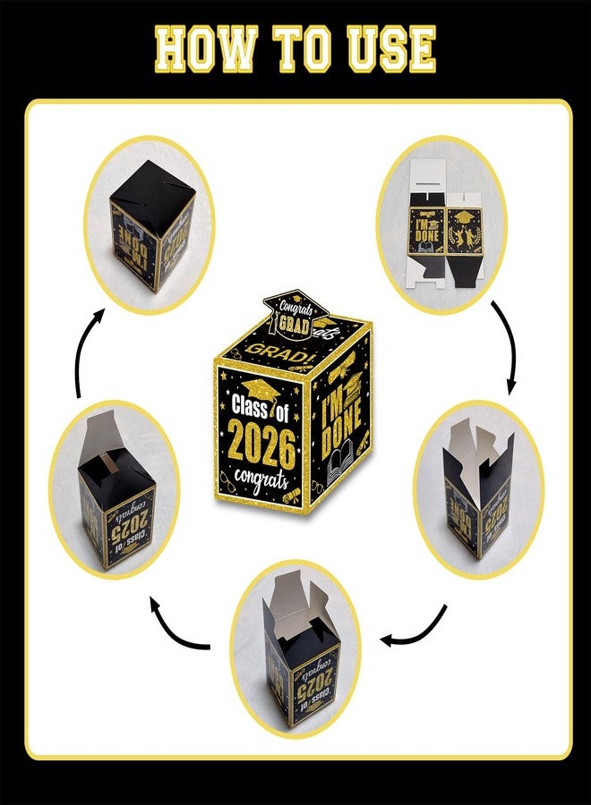 Racenaf Graduation Decoration Class of 2026 Money Box - Black and Gold Graduation Money Box for Cash Gift Pull Congrats Grad Card and 100Pcs Transparent Bags for Graduation Gift Party Supplies - Image 4