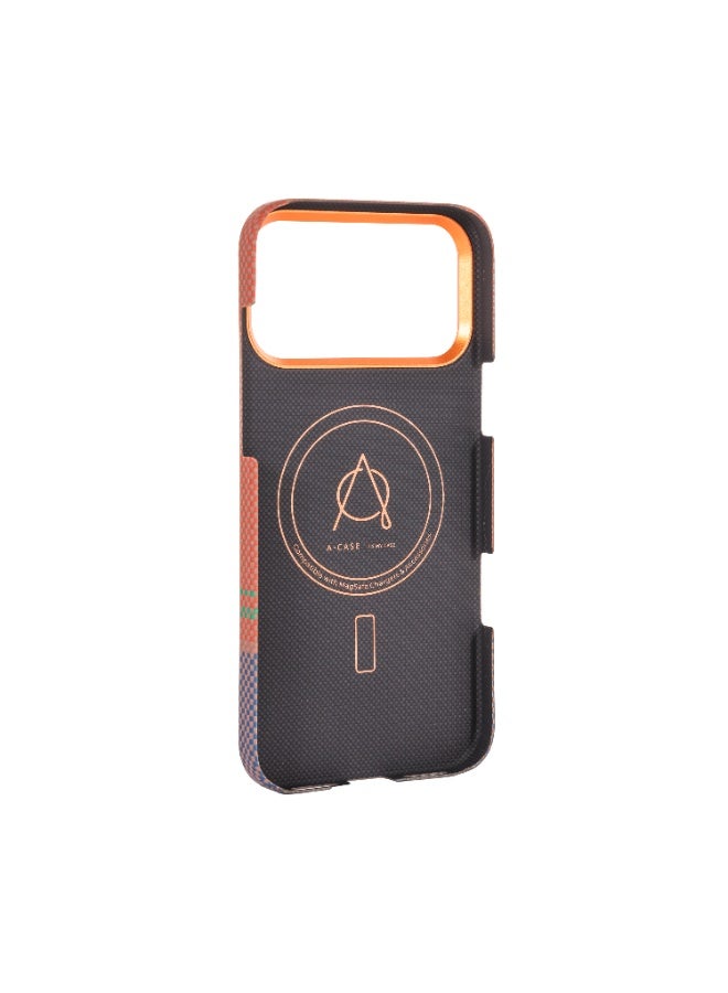 A-CASE UFUK Aramid Fiber MagSafe Case for iPhone 17 Pro – Ultra-Slim Protective Cover, Premium Woven Aramid Fiber, Shock & Scratch Resistant, Lightweight Slim Fit – Orange - Image 3