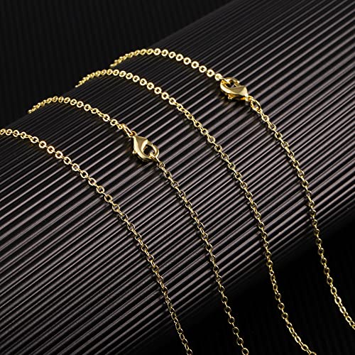 ALEXCRAFT Wholesale 12 PCS Gold Plated Brass Flat Cable Chain Finished Necklace Chains Bulk for Jewelry Making (18 Inch(1.5MM)) - Image 5