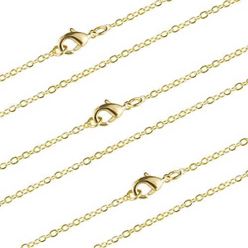 ALEXCRAFT Wholesale 12 PCS Gold Plated Brass Flat Cable Chain Finished Necklace Chains Bulk for Jewelry Making (18 Inch(1.5MM)) - Image 1