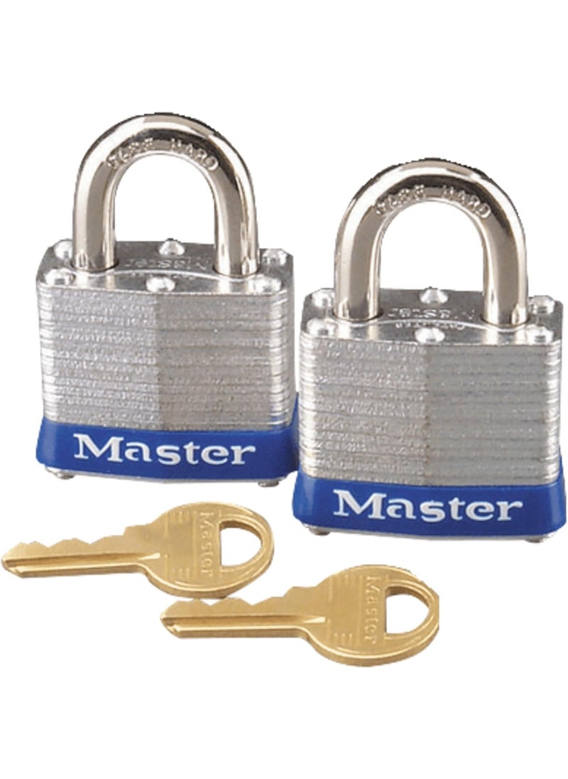 Master Lock Master Lock 3T 1-9/16-Inch Wide Keyed-Alike Padlock, 9/32-Inch Shackle, 2-Pack  - Image 5