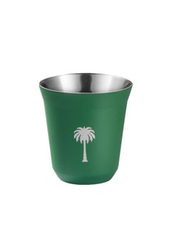 تشوكسيلا 1 قطعة كوب قهوة من الفولاذ المقاوم للصدأ سعة 160 مل، كوب قهوة المملكة العربية السعودية، هدايا اليوم الوطني السعودي، كوب شاي بنمط شجرة النخيل الخضراء، كوب ماء للتخييم في الهواء الطلق، كوب شاي  - Image 2