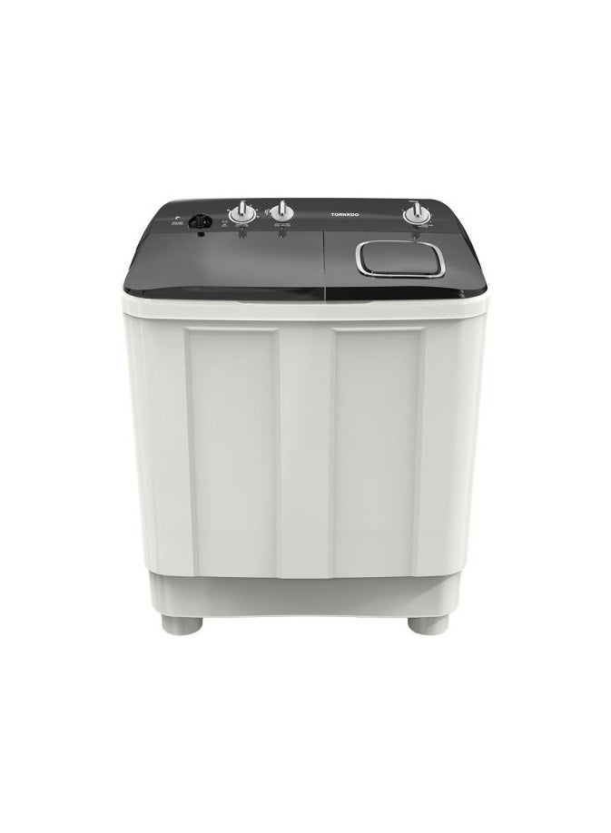 TORNADO 7 KG Twin Tub Half Automatic Washing Machine, Mechanical Wash Timer, Intuitive Control, Durable Spin Motor, 1200 RPM, White x Black TMH-HS07C(WK) 7 kg TMH-HS07C(WK) White x Black
