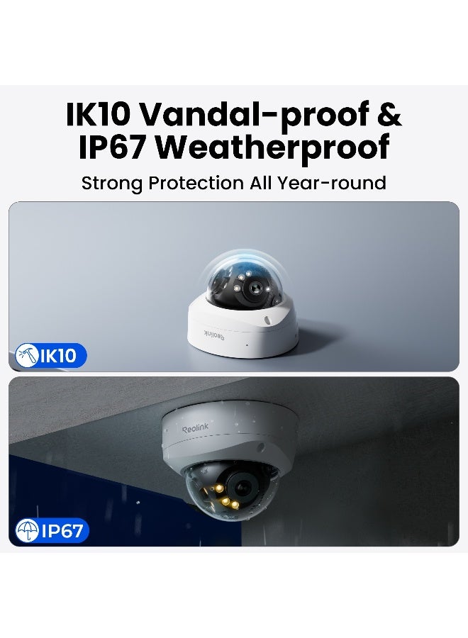 ريولينك كاميرا IP مزدوجة العدسة بدقة 8MP 4K مع PoE، زاوية رؤية واسعة 180°، مقاومة للتخريب IK10، مقاومة للعوامل الجوية IP67، كشف ذكي، رؤية ليلية ملونة مع ضوء كشاف، صوت ثنائي الاتجاه - Image 3