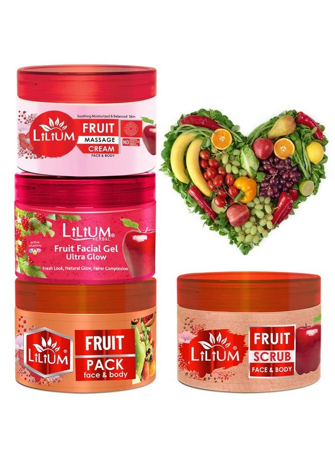 Lilium Fruit Facial Kit With Scrub, Cream, Gel and Pack, 1000g (1kg) - Image 1