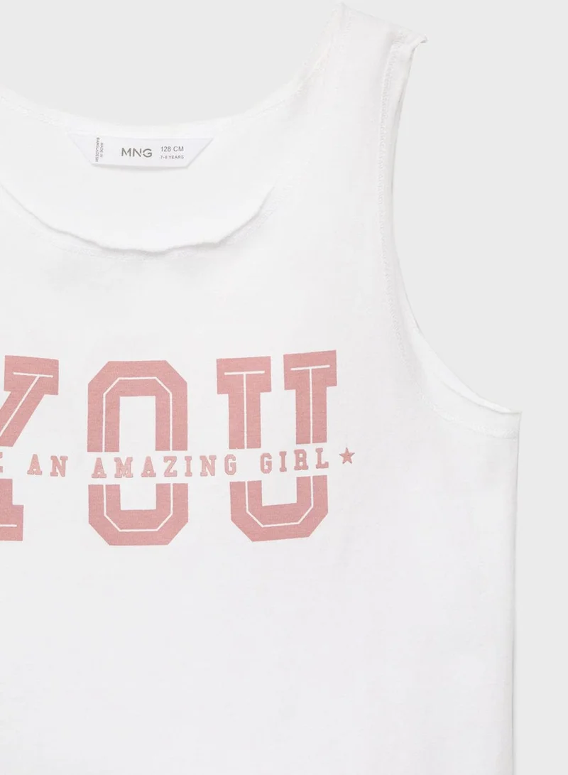 MANGO Kids Slogan Tank Top