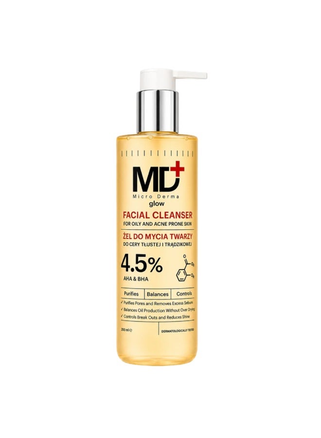 MD Glow Facial Cleanser For Oily & Acne Prone Skin - 200ML - Image 1