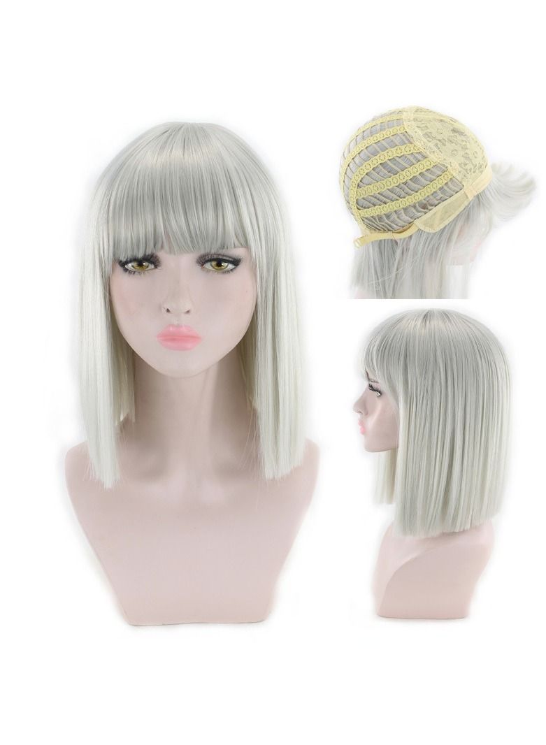 إستيل 14 باروكة مستقيمة للنساء بوب باروكات مع دوي شعر مستعار صناعي للحفلات متعدد الألوان رمادي - Image 1