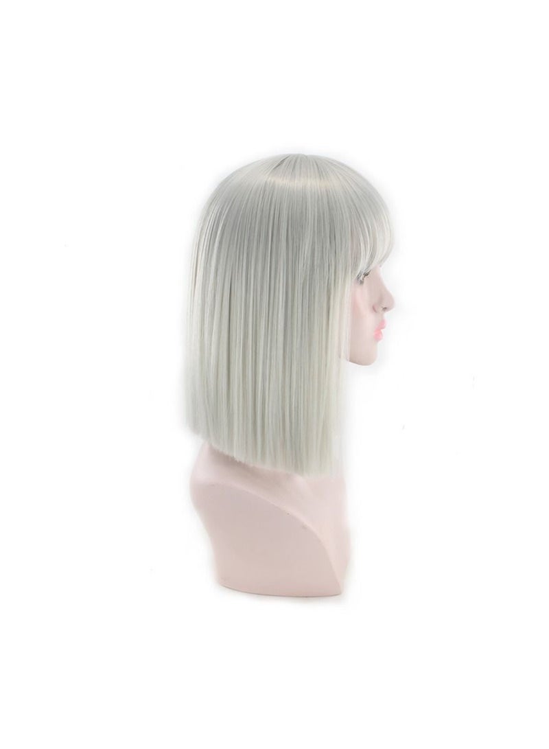 إستيل 14 باروكة مستقيمة للنساء بوب باروكات مع دوي شعر مستعار صناعي للحفلات متعدد الألوان رمادي - Image 4