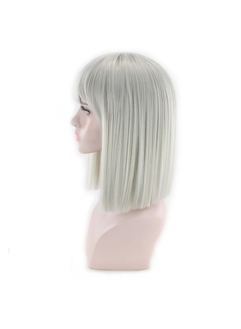 إستيل 14 باروكة مستقيمة للنساء بوب باروكات مع دوي شعر مستعار صناعي للحفلات متعدد الألوان رمادي - Image 3