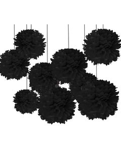 Xinga Bunga Party Decorations Set Tissue Paper Fan Paper Pom Poms Flowers for Wedding Birthday Bachelorette Graduation Party Kit Pack of 14pc Black 