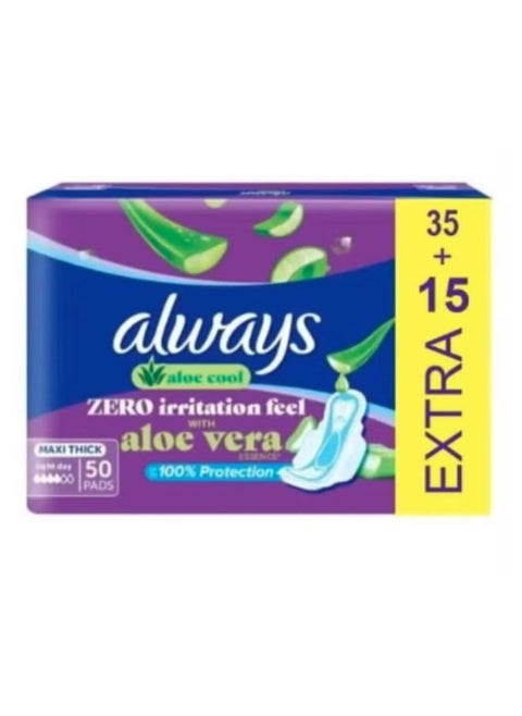 Cool And Dry No Heat Feel Maxi Thick Sanitary Pads With Wings - 50 Pad Count Large