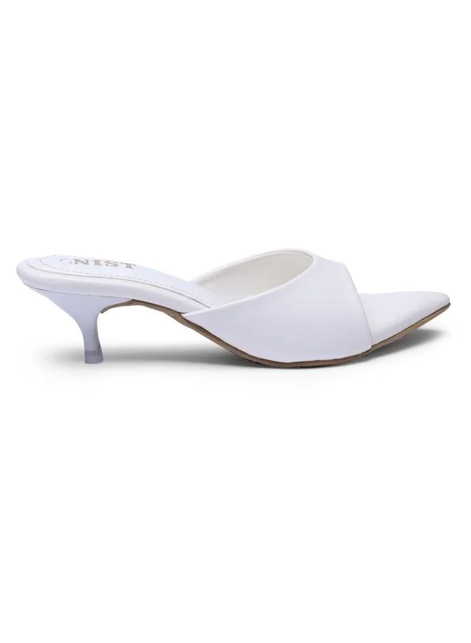 Gnist White Low Heel Slip-On Sandals