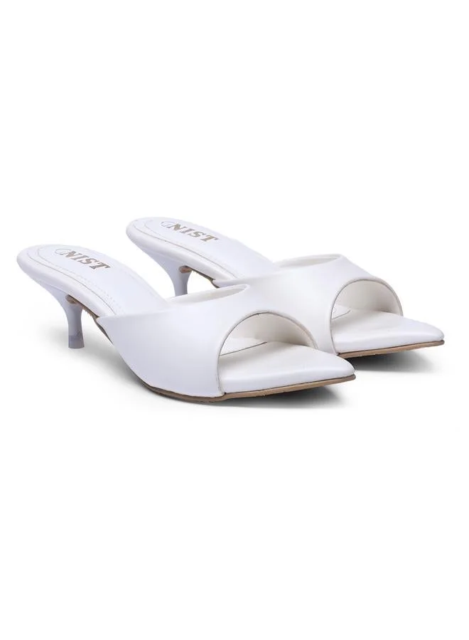 Gnist White Low Heel Slip-On Sandals