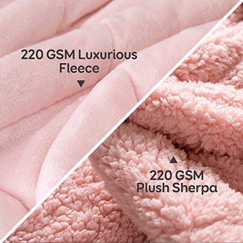 Cottonblue Sherpa Fleece Weighted Blanket 12lbs, Flannel Cozy Plush Blankets, Fuzzy Flannel Bedding Blanket Throw for Twin Full Bed, Minky Soft Blanket for Sofa Bed 48 x 72 inches, Blush Pink - Image 3
