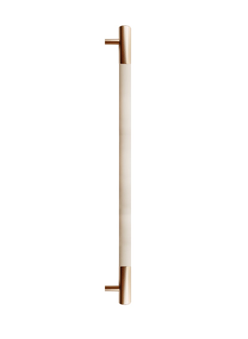 CINCINNO Cosmus Premium Aluminium Pull Handle 1000x17x38mm With 2-Year Colour Warranty – Stylish & Durable for Drawers, Kitchen Cabinets & Furniture (Mixed Gold & Beige Leather) - Image 1