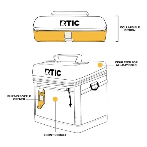RTIC 8 Can Everyday Cooler, Soft Sided Portable Insulated Cooling for Lunch, Beach, Drink, Beverage, Travel, Camping, Picnic, for Men and Women, Navy - Image 5
