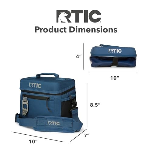 RTIC 8 Can Everyday Cooler, Soft Sided Portable Insulated Cooling for Lunch, Beach, Drink, Beverage, Travel, Camping, Picnic, for Men and Women, Navy - Image 4