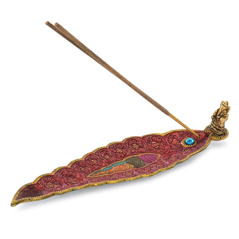 Gellon Red Color Agarbatti Stand with a Ganesh Statue and an Aluminium Incense Holder. (9x2 inch) Model Holder 14 - Image 5