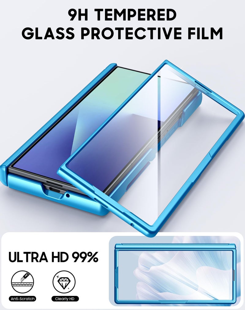 Vizvera for Samsung Galaxy Z Fold 7 Case RFID Wallet with Cards Holder [Hinge Cover] [Camera Cover] Shockproof Silicone Protective Phone Case for Z Fold 7 2025-Lake Blue - Image 5