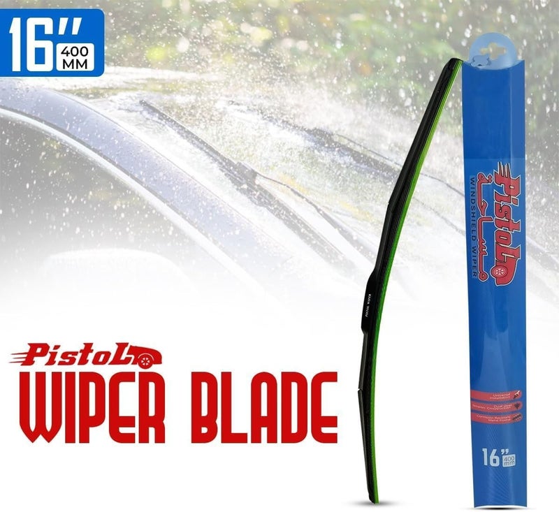 Pistol 16" PISTOL Performance Windshield Wiper Blade – Universal Fit Automotive Wiper with Dual Steel Tension Spring, Corrosion-Resistant Frame, All-Weather Durable Rubber Blade for Efficient Water Clearance and Clear Visibility – 1 Piece - Image 2