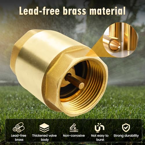 Flngr 1 1/4-Inch Check Valve,Female NPT,No-Lead Brass,Female Pipe Thread Compatible with Most Pumps,Silent Check Valve,Prevents Backflow in Well or Irrigation Systems - Image 4