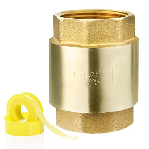 Flngr 1 1/4-Inch Check Valve,Female NPT,No-Lead Brass,Female Pipe Thread Compatible with Most Pumps,Silent Check Valve,Prevents Backflow in Well or Irrigation Systems - Image 1