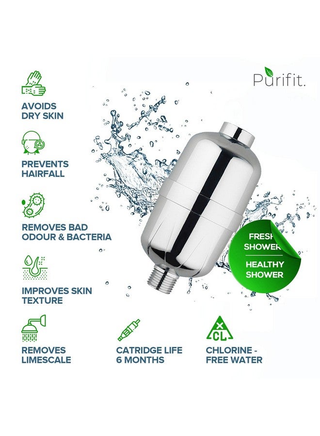 Purifit Replacement Cartridge for Silver Shower & Tap Filter | Reduce Chlorine | Hardwater | Limescale | Hair fall | Skin Issues | White Colour | 1Pcs - Image 2