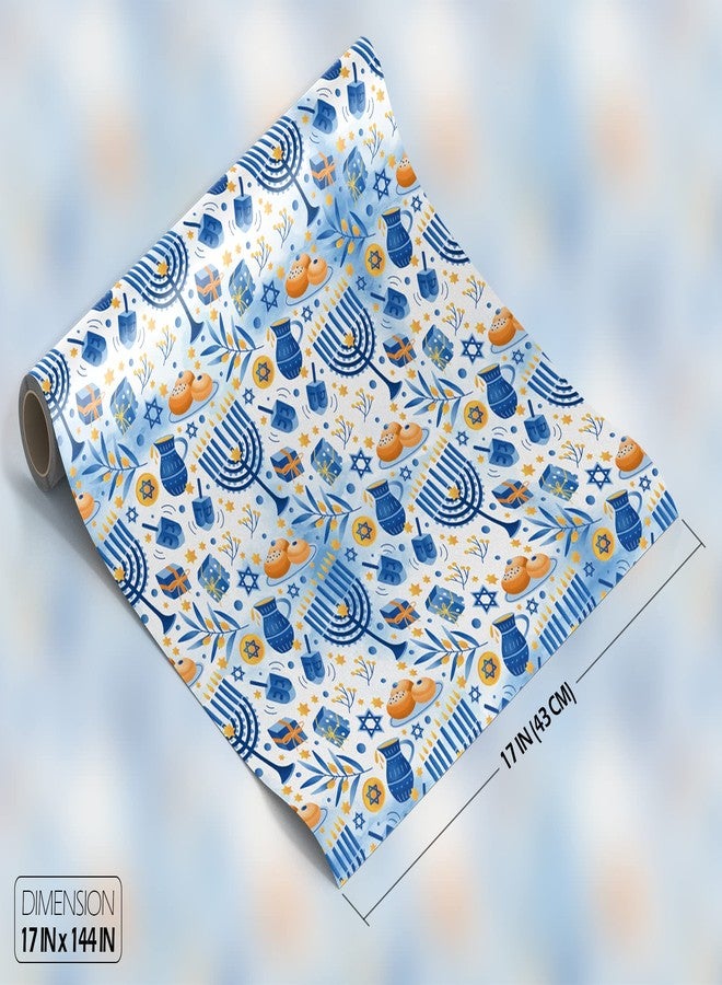 Izzy 'n' Dizzy Hanukkah Wrapping Paper - Metallic Blue Gift Wrap - 17 Inch x 144 Inch - Chanukah Gift Wrap - Light Blue Print - Image 2