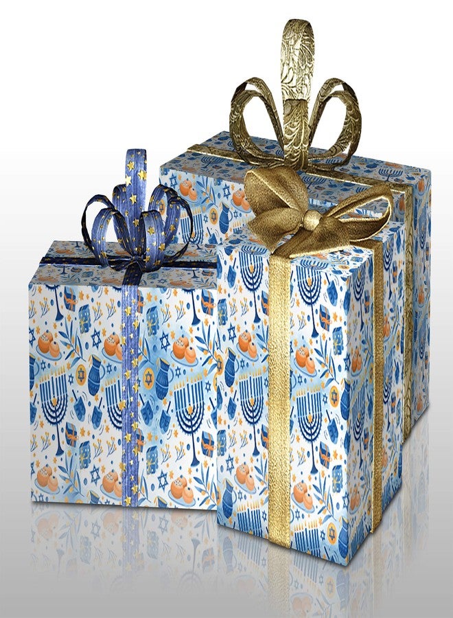 Izzy 'n' Dizzy Hanukkah Wrapping Paper - Metallic Blue Gift Wrap - 17 Inch x 144 Inch - Chanukah Gift Wrap - Light Blue Print - Image 4