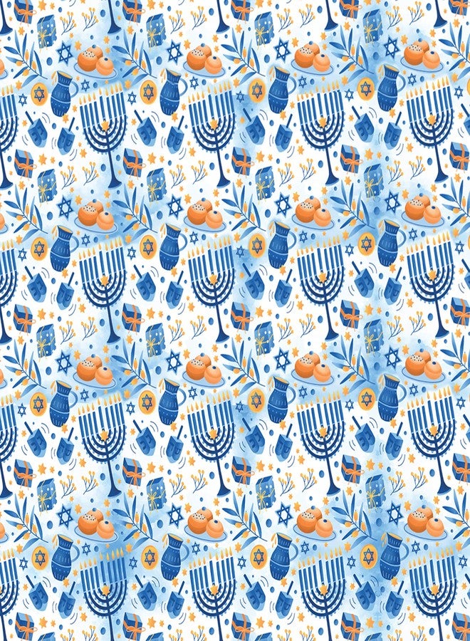Izzy 'n' Dizzy Hanukkah Wrapping Paper - Metallic Blue Gift Wrap - 17 Inch x 144 Inch - Chanukah Gift Wrap - Light Blue Print - Image 3