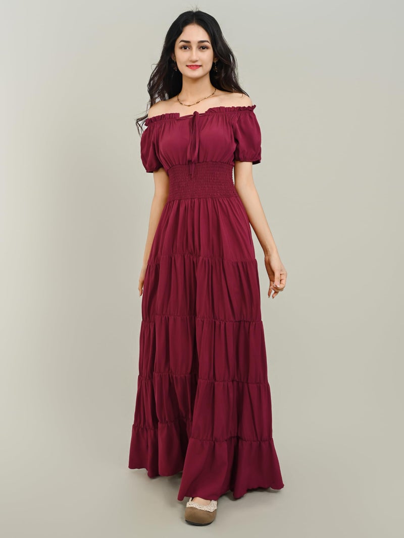 Zhitunemi Renaissance Costume Women Dress: Medieval Costumes for Women Renaissance Dresses - Peasant Cottagecore Theme Party Wine Red 2XL - Image 2
