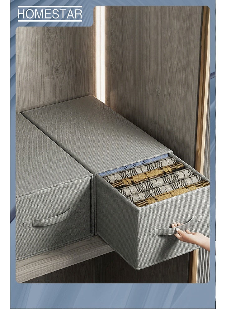 HOMESTAR 2 Pack Large Drawer Organizers, Clothing Organizer, Foldable Drawer Closet Organizers with Handle, Storage Box for Clothing Jeans Bras Leggings Sweaters Grey - Image 1