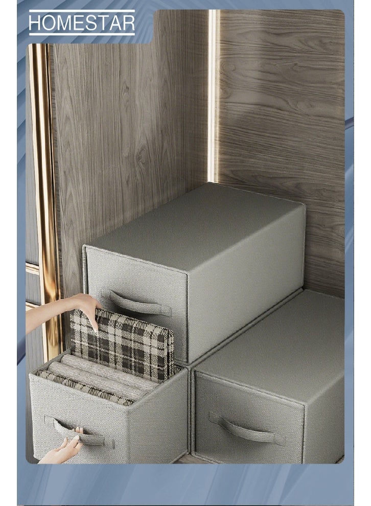 HOMESTAR 2 Pack Large Drawer Organizers, Clothing Organizer, Foldable Drawer Closet Organizers with Handle, Storage Box for Clothing Jeans Bras Leggings Sweaters Grey - Image 2