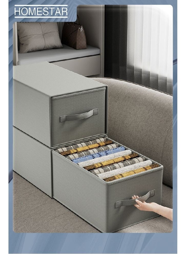 HOMESTAR 2 Pack Large Drawer Organizers, Clothing Organizer, Foldable Drawer Closet Organizers with Handle, Storage Box for Clothing Jeans Bras Leggings Sweaters Grey - Image 3