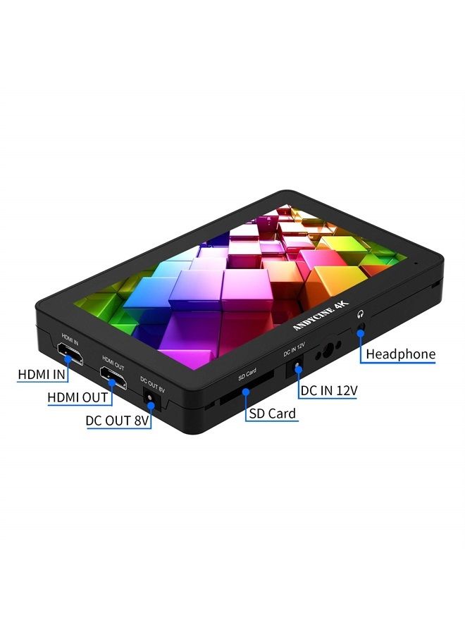ANDYCINE A6 بلس شاشة لمسية 5.5 بوصة كاميرا ميدانية مراقب بدقة 1920x1080 يقبل إشارة HDMI 4K يدعم 3D Lut، موجة، مراقب تركيز الكاميرا مع بطارية، حقيبة حمل، واقي شمس - Image 1
